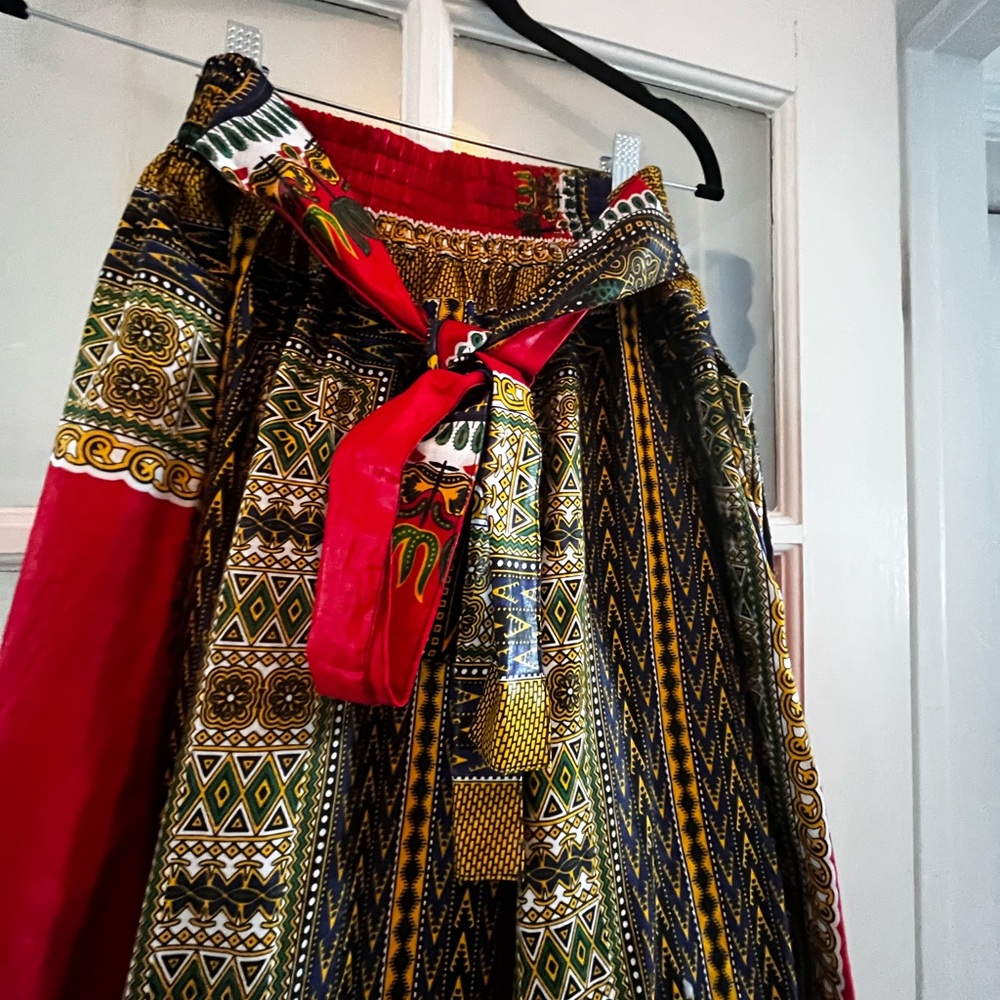 African Wax Print Dashiki Maxi Skirt w/ Matching Headscarf - Picture 3 of 4